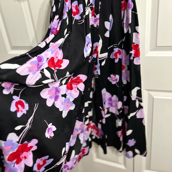 Calvin Klein Women's Floral 3/4 Sleeve Black/Purple Shirt Maxi Dress Size 6 - Picture 13 of 14